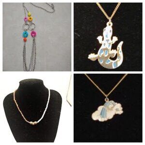 Lot of 4 Colorful Necklaces Jane Marie, Paparazzi, Alligator, Clouds, Rainbow